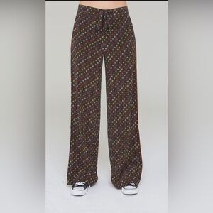 La Boheme Abel Silk Pants in Black Shibori Print NWT
